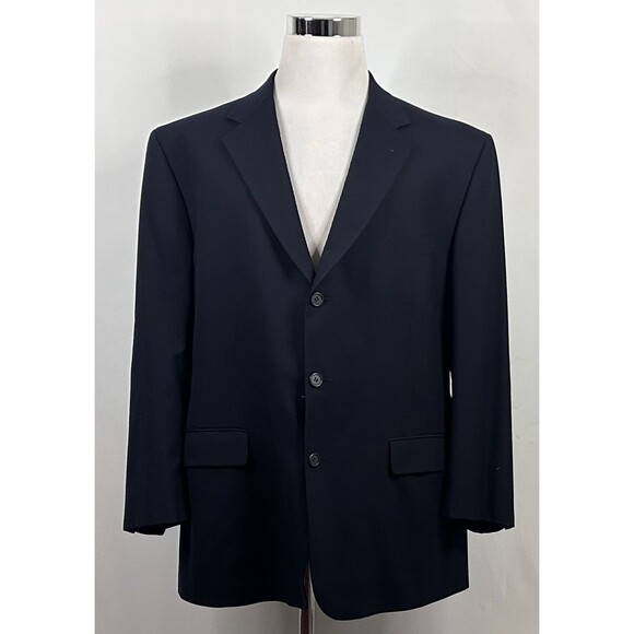Brooks Brothers 48R BrooksEase Sport Coat 100% Wool Black Three Button Vented - Picture 2 of 8